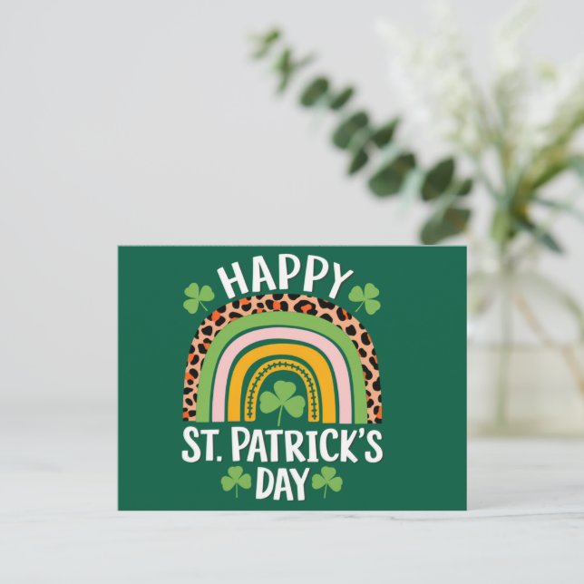 Lycklig St Saint patrick's day Rainbow Shamrock Vykort (Stående Fram)