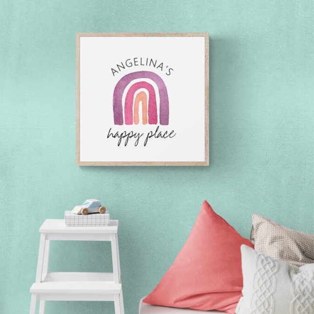 Lycklig Ställe Lila Rosa  Cute Kids Room Poster (Skapare uppladdad)