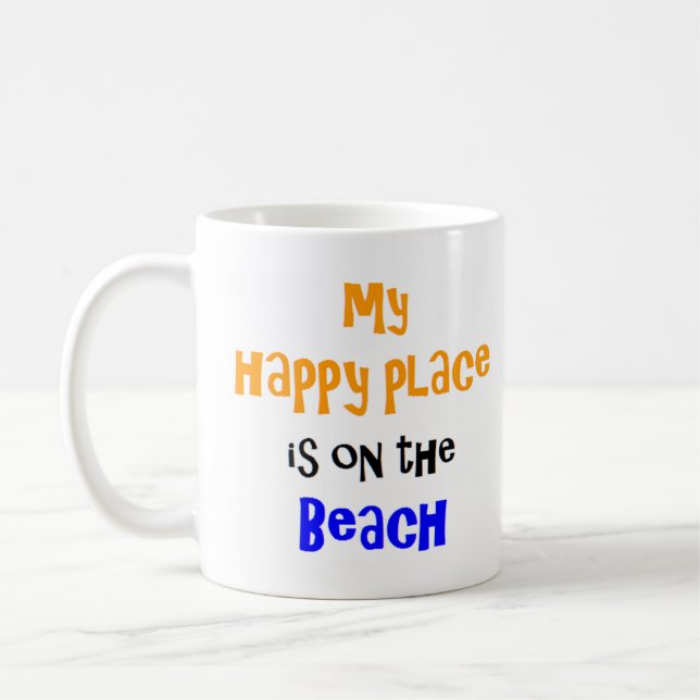 lycklig ställe på strandkaffet mugg (Vänster)