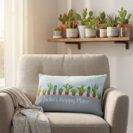 Lycklig Ställe Personlig Cactus Älskare Lumbarkudde