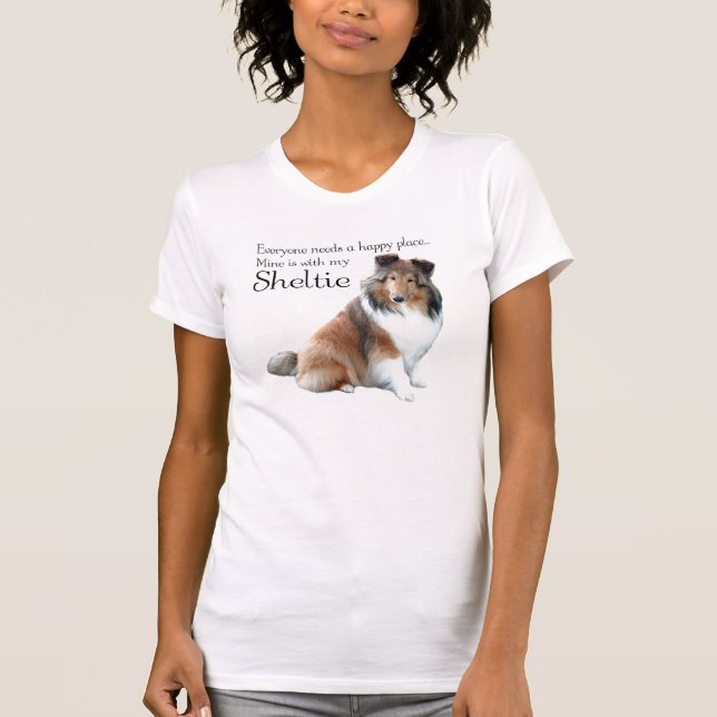 Lycklig Ställe Sheltie Shirt T Shirt (Framsida)