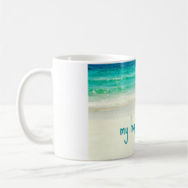 Lycklig ställemugg för strand kaffemugg