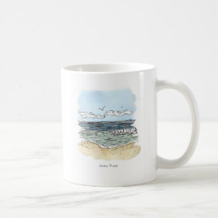 Lycklig ställemugg för strand kaffemugg
