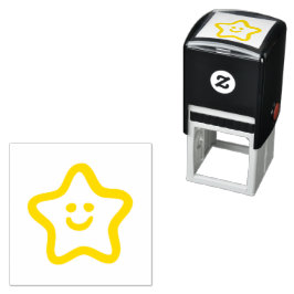 "Lycklig Star" Frimärke Reward (1,5" x 1,5") Självfärgande Stämpel
