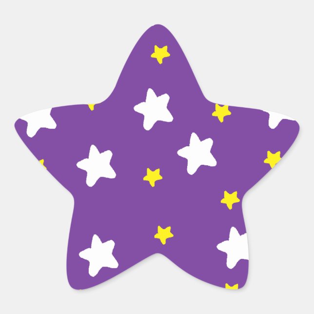 Lycklig Stars Lila Stjärnformat Klistermärke (Framsida)