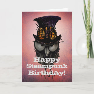 Lycklig Steampunk födelsedag! - Rolig Grumpy uggla Kort