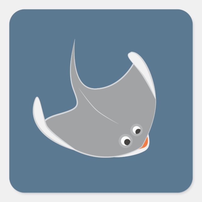 Lycklig Stingray Fyrkantigt Klistermärke (Framsida)