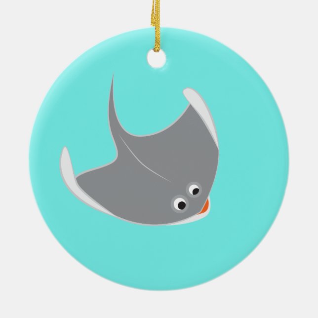 Lycklig Stingrockor Julgransprydnad Keramik (Baksidan)