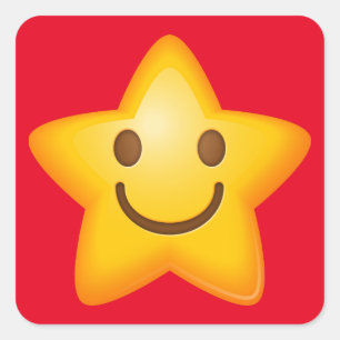 Lycklig stjärna Emoji Fyrkantigt Klistermärke