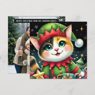 Lycklig stjärna Jul Cute calico Elf Julkort