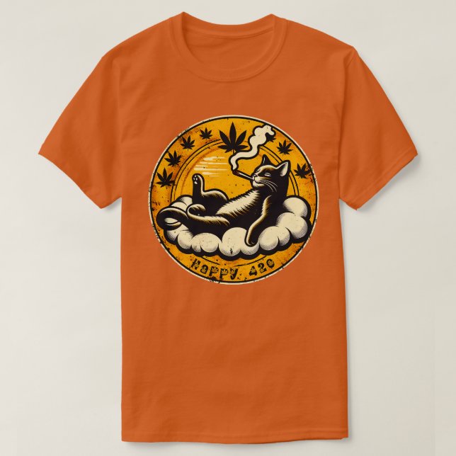 Lycklig Stoner Cat T Shirt (Design framsida)