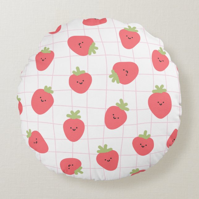 Lycklig Straws Rund Kudde (Framsidan)