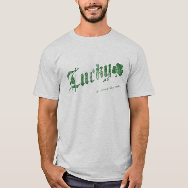 Lycklig Sts Patrick dagT-tröja - grön bokstäver T Shirt (Framsida)