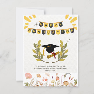 Lycklig Studenten-kort med Blommigt och Tassel Ill Vykort