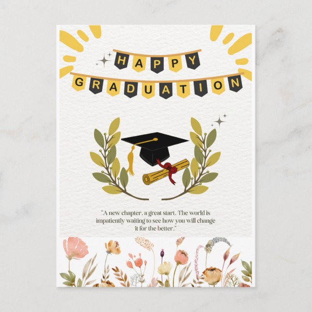 Lycklig Studenten-kort med Blommigt och Tassel Ill Vykort (Framsida)