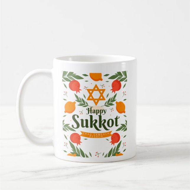 Lycklig Sukkot Chag Sameach Pesach Kaffemugg (Vänster)