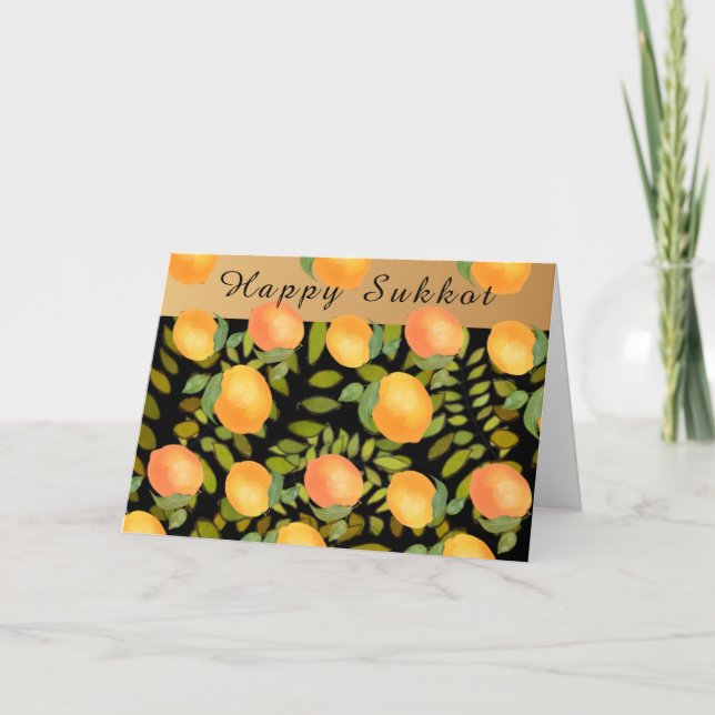 Lycklig Sukkot löv och citron Kort (Framsida)