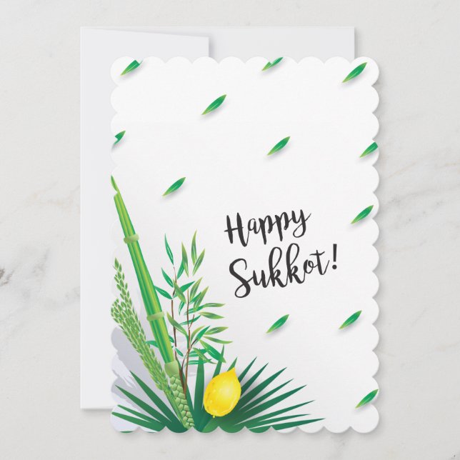 Lycklig Sukkot Lulav och Etrog Watercolor Inbjudningar (Framsida)