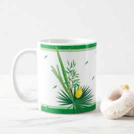 Lycklig Sukkot Lulav och Etrog Watercolor Mönster Kaffemugg