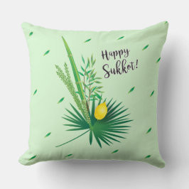 Lycklig Sukkot Lulav och Etrog Watercolor Mönster Kudde