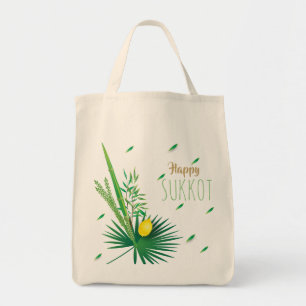 Lycklig Sukkot Lulav och Etrog Watercolor Mönster Tygkasse