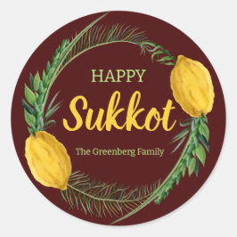 Lycklig Sukkot Lulav Red Stickers Runt Klistermärke