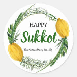 Lycklig Sukkot Lulav Stickers Runt Klistermärke