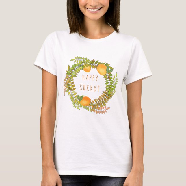 Lycklig Sukkoth citons willa och löv wans T Shirt (Framsida)