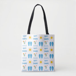 Lycklig Summer Mönster Tote Bag Tygkasse