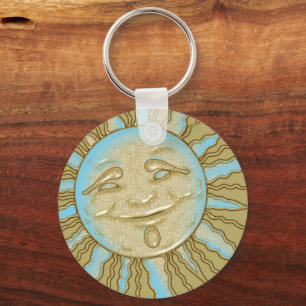 Lycklig Summer Smiling Sol Artwork Nyckelkedja Nyckelring