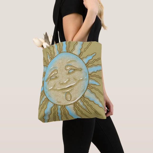 Lycklig Summer Smiling Sol Artwork | Tote Bag Tygkasse (Närbild)