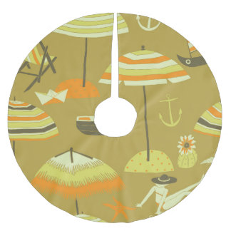 Lycklig Summertime Roligt Sömlös Mönster Julgransmatta Borstad Polyester