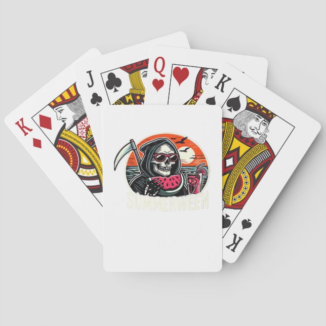 Lycklig Summerween Grim Reaper Watermelon Summer H Casinokort (Baksidan)