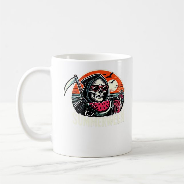 Lycklig Summerween Grim Reaper Watermelon Summer H Kaffemugg (Vänster)