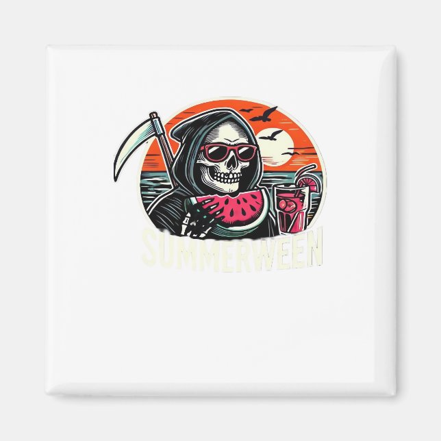 Lycklig Summerween Grim Reaper Watermelon Summer H Magnet (Framsidan)