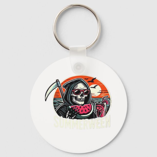 Lycklig Summerween Grim Reaper Watermelon Summer H Nyckelring (Framsida)