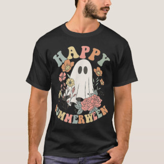 Lycklig Summerween Halloween Sommar Blommigt Ghost T Shirt