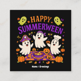 Lycklig Summerween Halloween Spooky Summer Ghost Fyrkantigt Visitkort