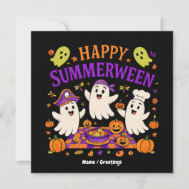 Lycklig Summerween Halloween Spooky Summer Ghost Inbjudningar