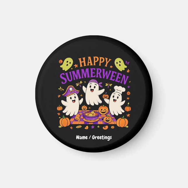 Lycklig Summerween Halloween Spooky Summer Ghost Magnet (Framsidan)