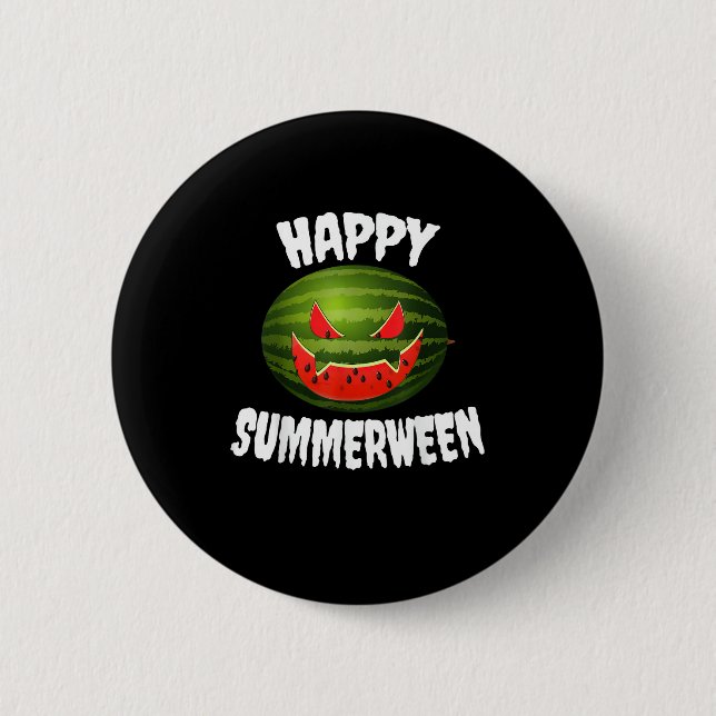 Lycklig Summerween Retro Watermelon Jack o lantern Knapp (Framsida)