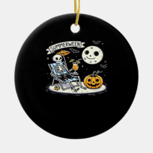 Lycklig Summerween Skeleton Drink Summer Halloween Julgransprydnad Keramik