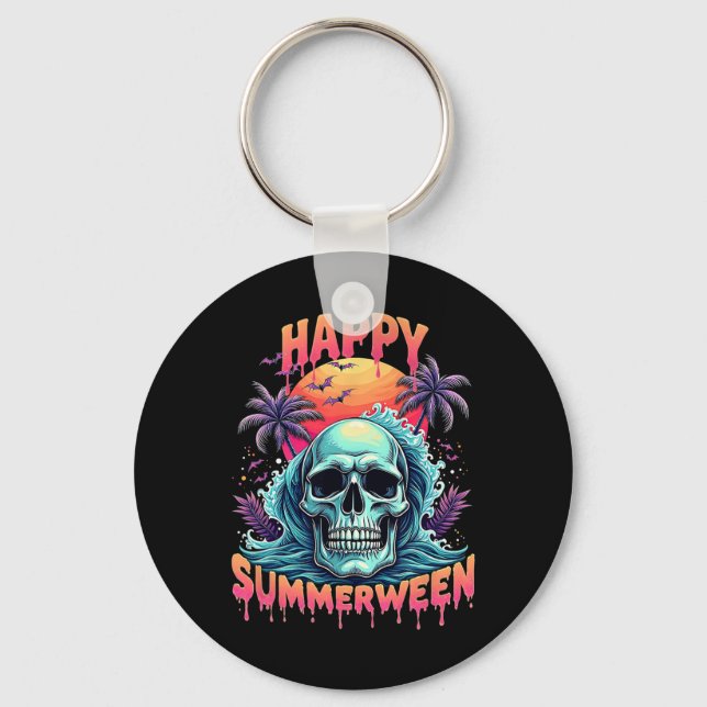 Lycklig Summerween Skeleton Summer Watermelon Jack Nyckelring (Framsida)