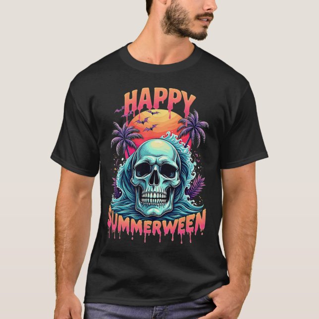 Lycklig Summerween Skeleton Summer Watermelon Jack T Shirt (Framsida)