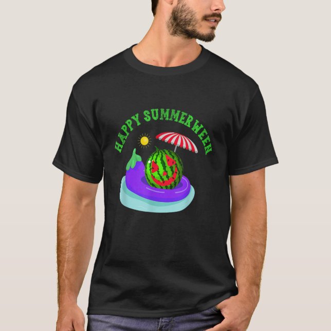 Lycklig Summerween sommarCarved Watermelon Hallowe T Shirt (Framsida)