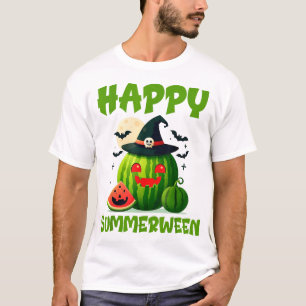 Lycklig Summerween Sommaren Watermelon Jack o lant T Shirt