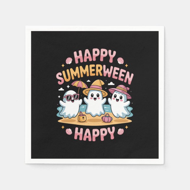 Lycklig Summerween Summer Halloween Cute Pappersservett (Framsidan)