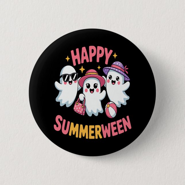Lycklig Summerween Summer Halloween Funny Knapp (Framsida)