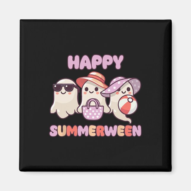 Lycklig Summerween Summer Halloween Ghost Magnet (Framsidan)