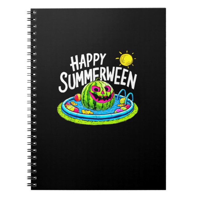 Lycklig Summerween Summer Watermelon Jack-O-Lanter Anteckningsbok (Framsidan)